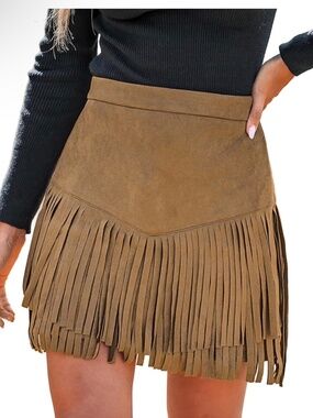 CUPSHE Women Fringe Mini Skirt